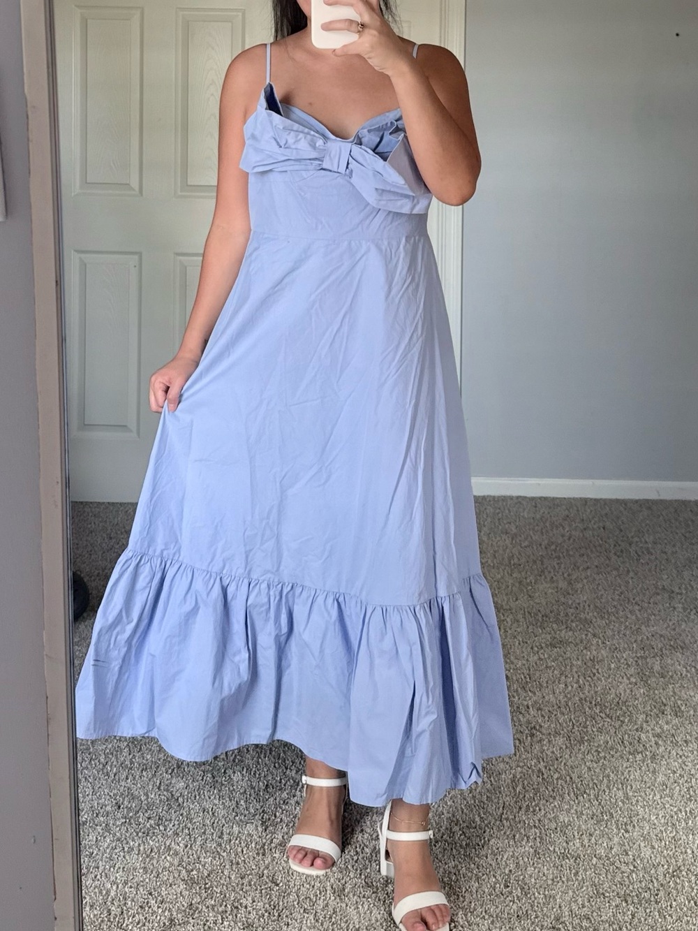 🩵 ASTR Light Blue Bow-Front Spaghetti Strap Midi Dress w/ Pockets 🩵